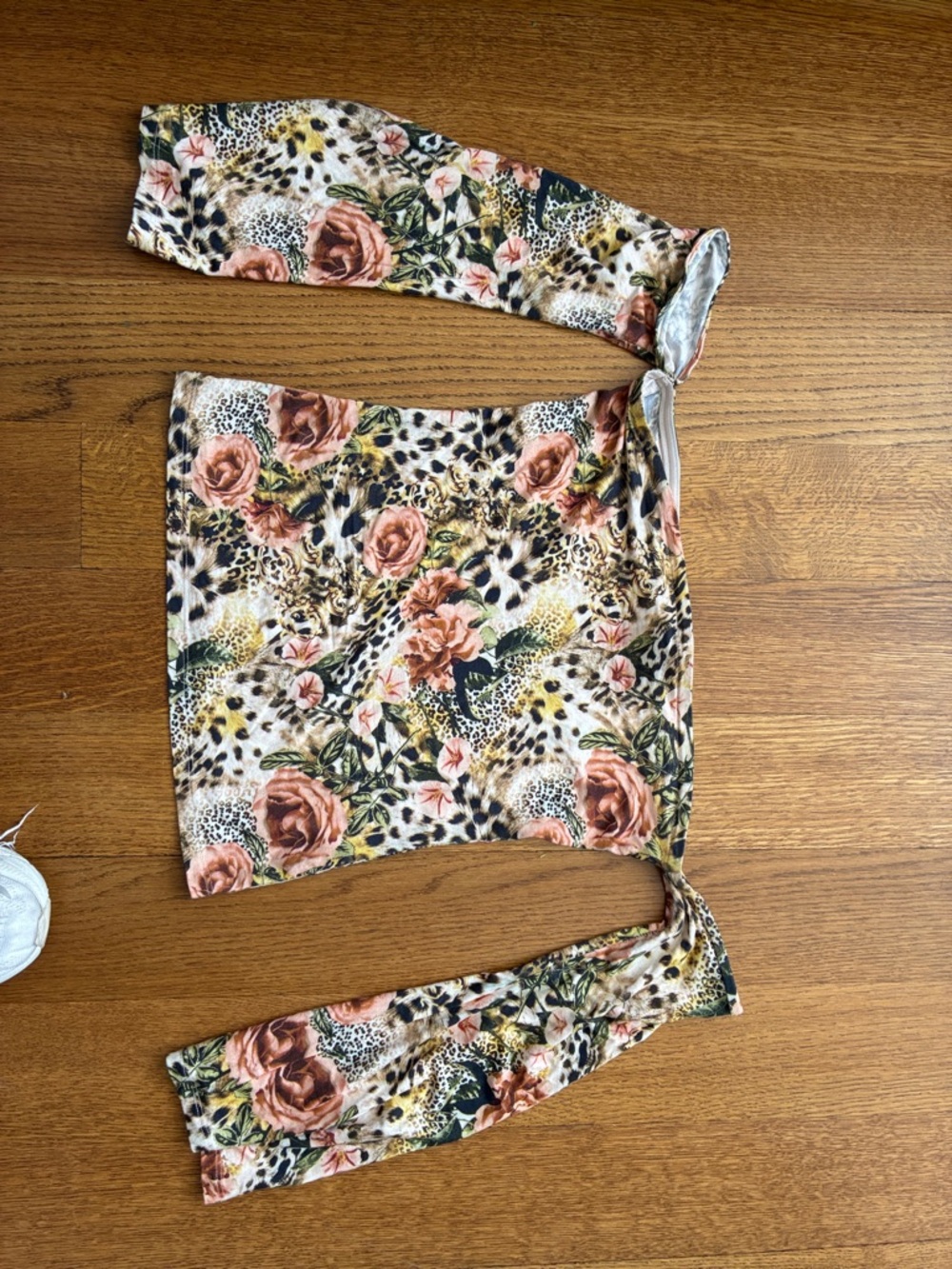 L'AGENCE Floral Leopard One-Shoulder Top - Pink Rose, Cream, Green